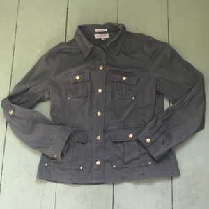 Jones NY stretch military style shirt jacket sz M
